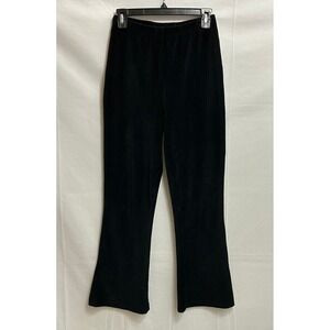 ASOS Womens Size 6 Black Velvet High Waisted Flare Pants Ribbed Pull On Trousers